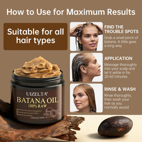 UIZELTA before and after hair example demonstrating reduced breakage and shine