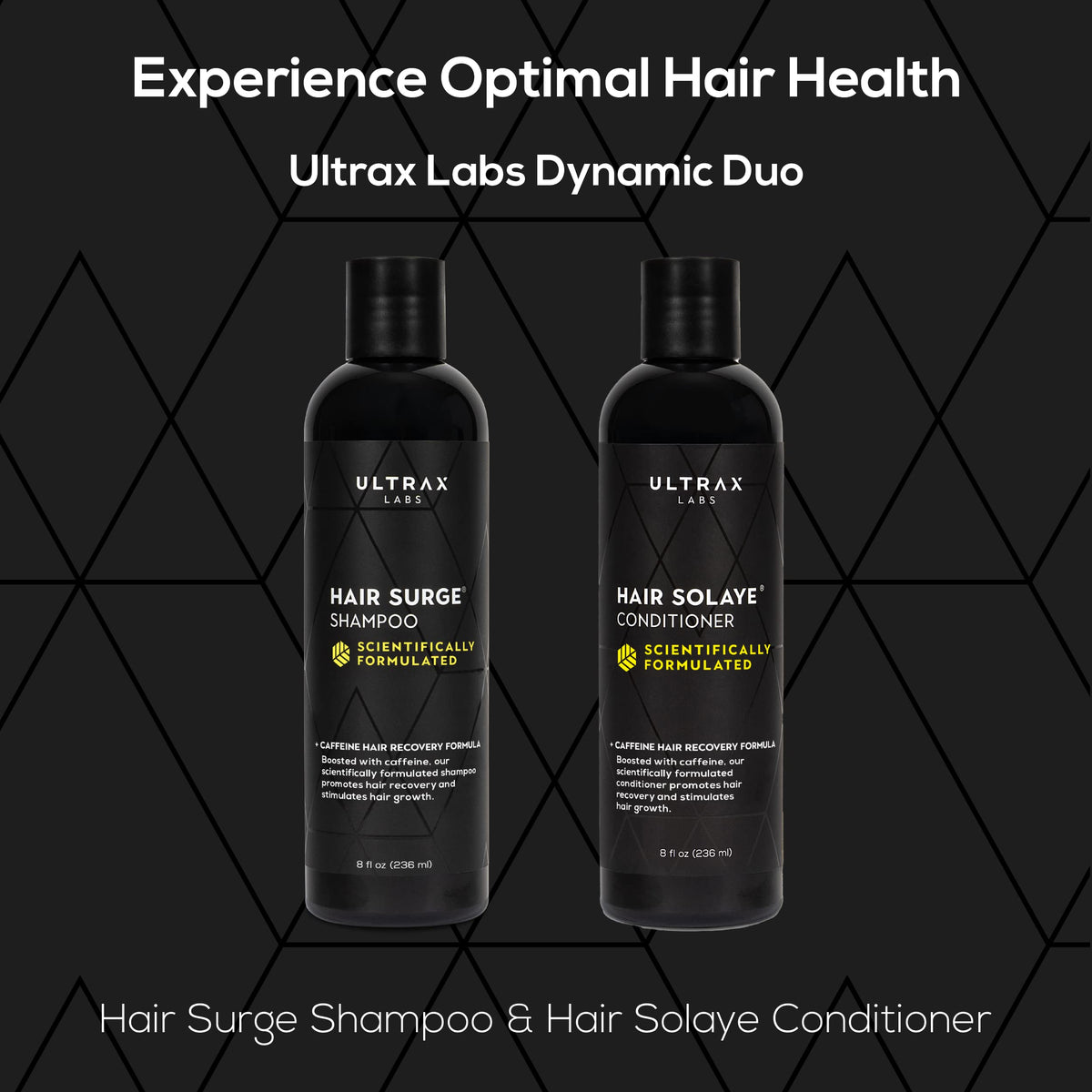 Ultrax Labs shampoo and conditioner in shower for easy routine