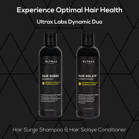 Ultrax Labs shampoo and conditioner in shower for easy routine