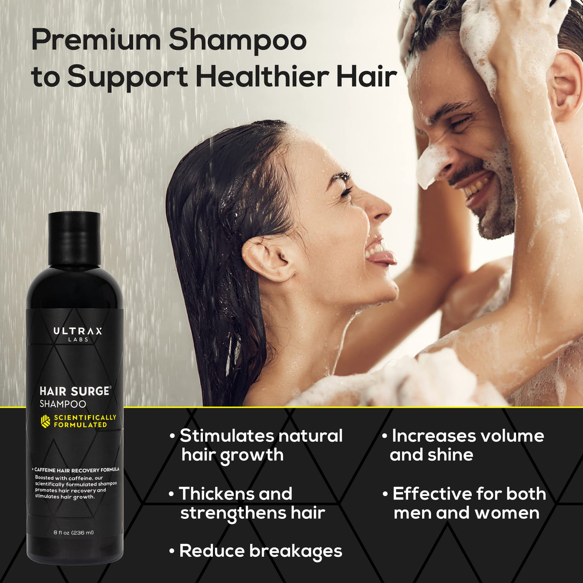 Ultrax Labs shampoo lather close-up demonstrating rich texture and cleansing action
