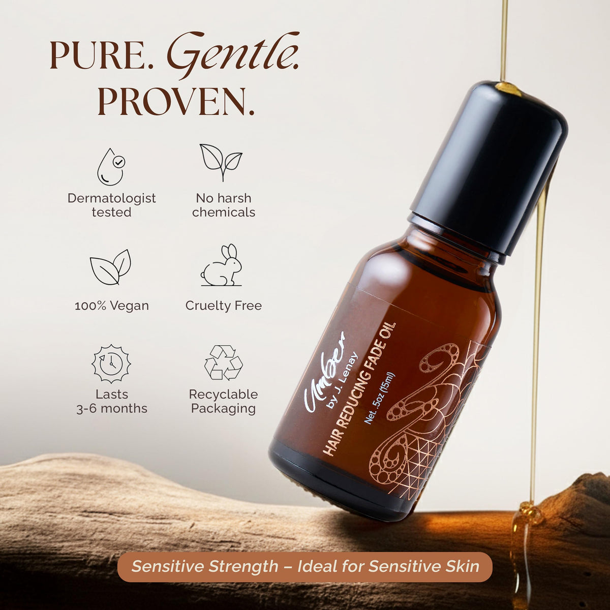 Umber By J. Lenay oil texture drop illustrating lightweight, non-greasy absorption