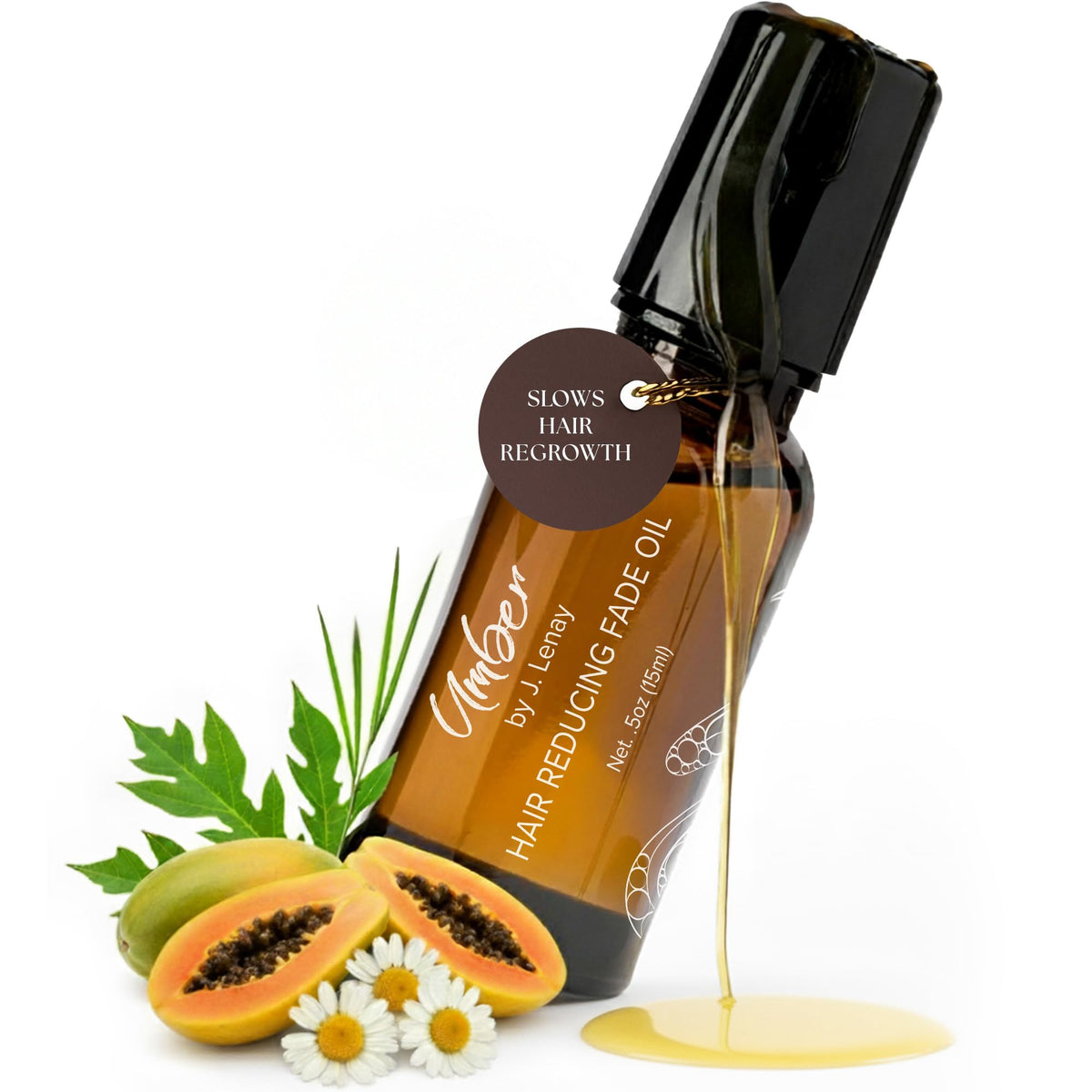 Umber By J. Lenay front packaging roll-on showing bottle and label, clear product identification and benefit