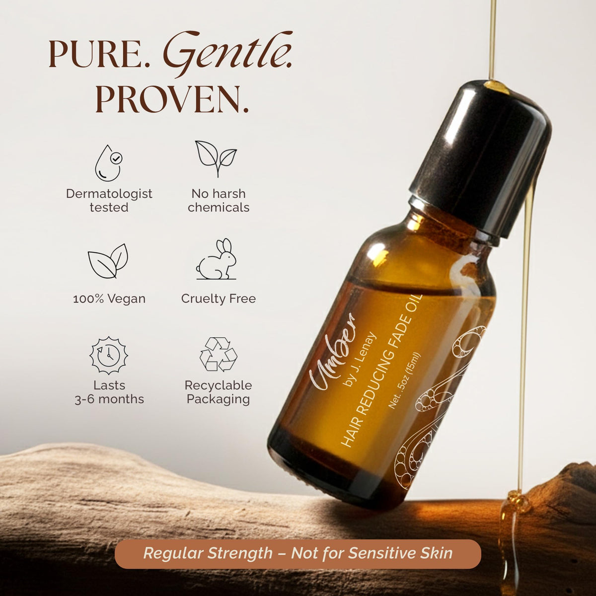 Umber By J. Lenay roll-on applied to lower cheek demonstrating easy, mess-free daily use and precision