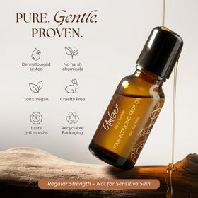 Umber By J. Lenay roll-on applied to lower cheek demonstrating easy, mess-free daily use and precision