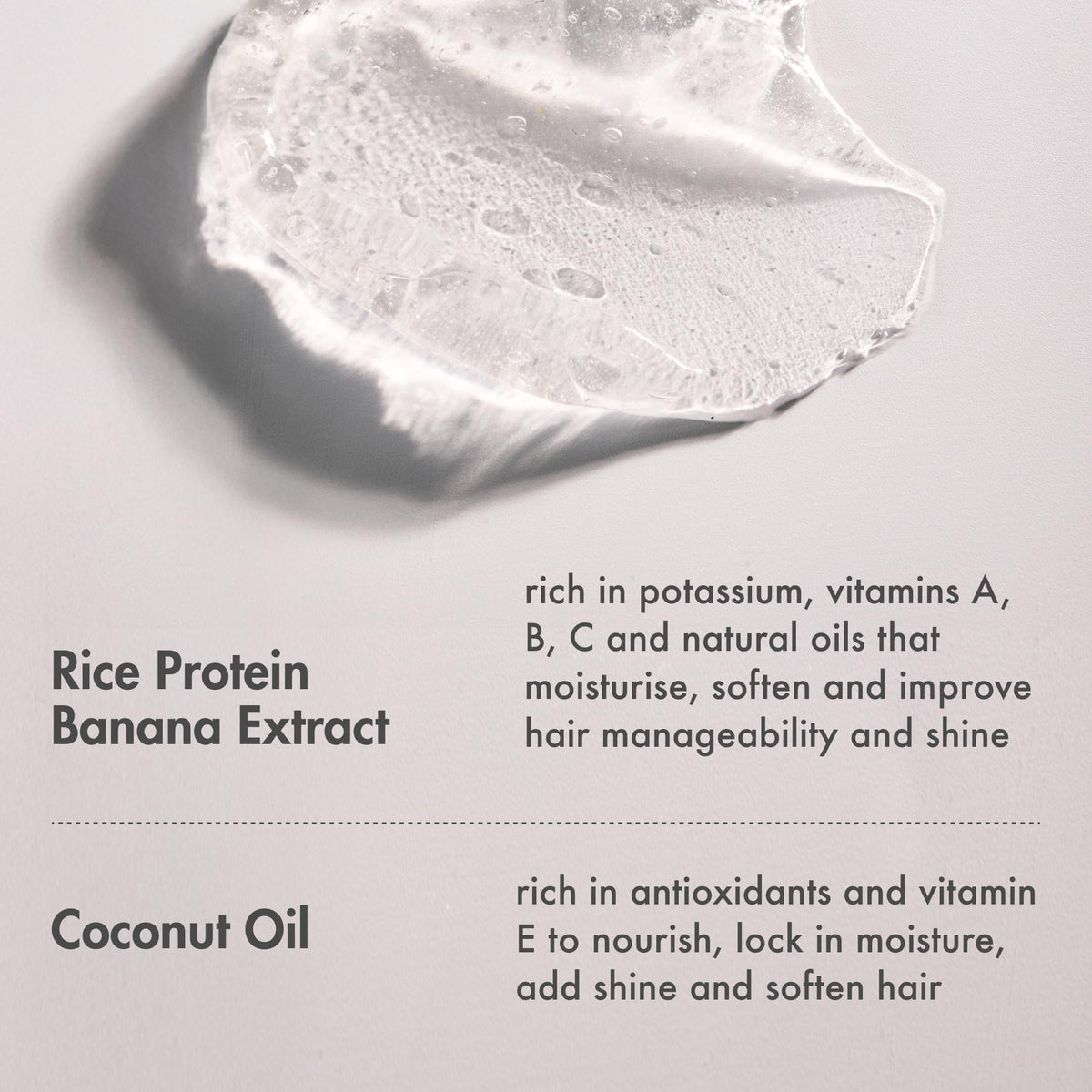 Umberto Giannini banana extract ingredient visual emphasizing natural moisture benefit