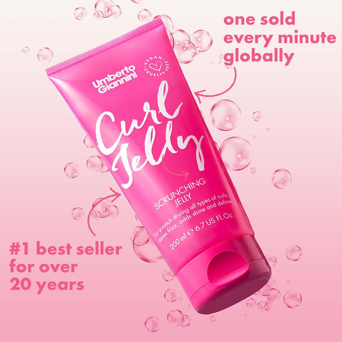 Umberto Giannini curl jelly jar top view showing clear gel for definition