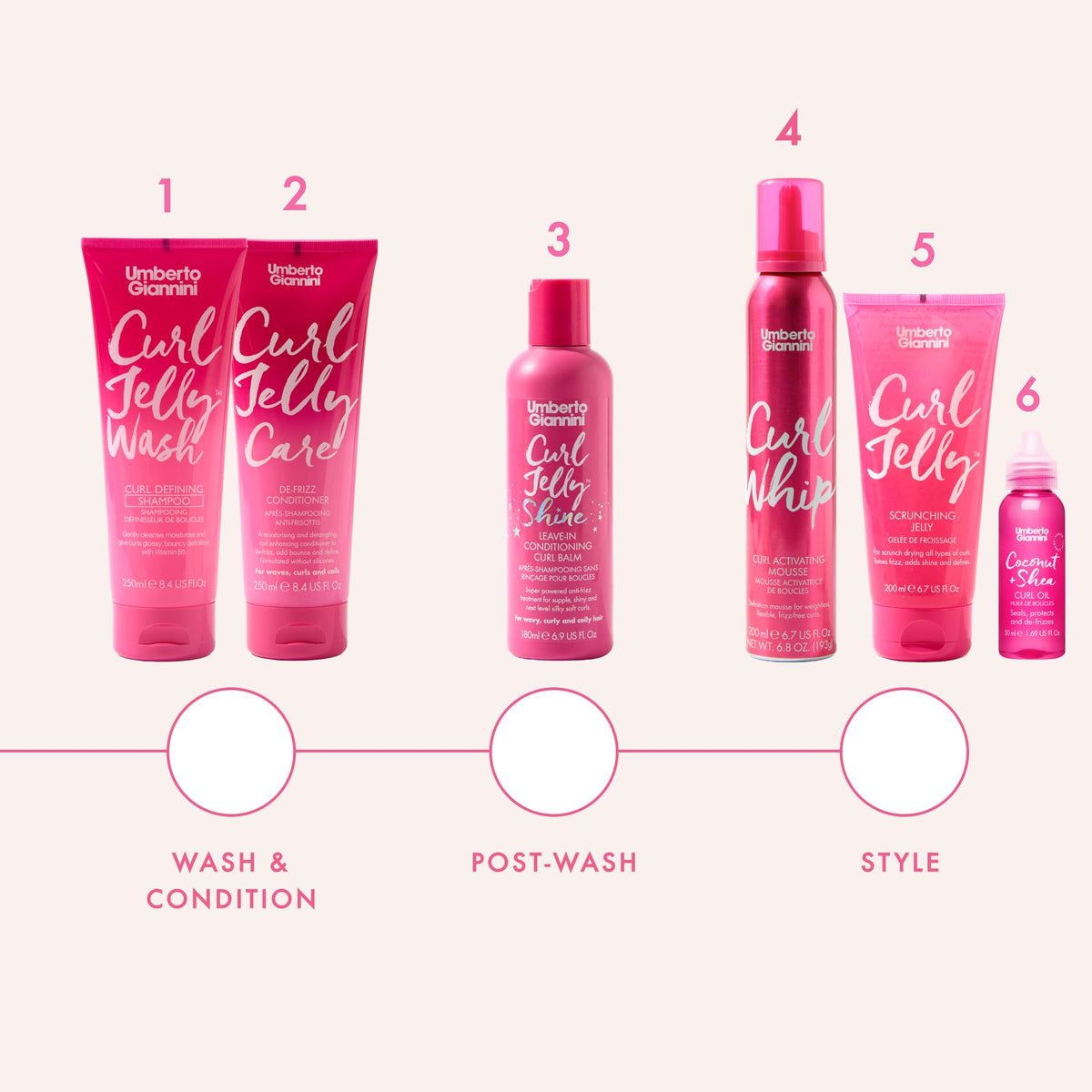 Bathroom shelf styled with Umberto Giannini curl jelly illustrating everyday use