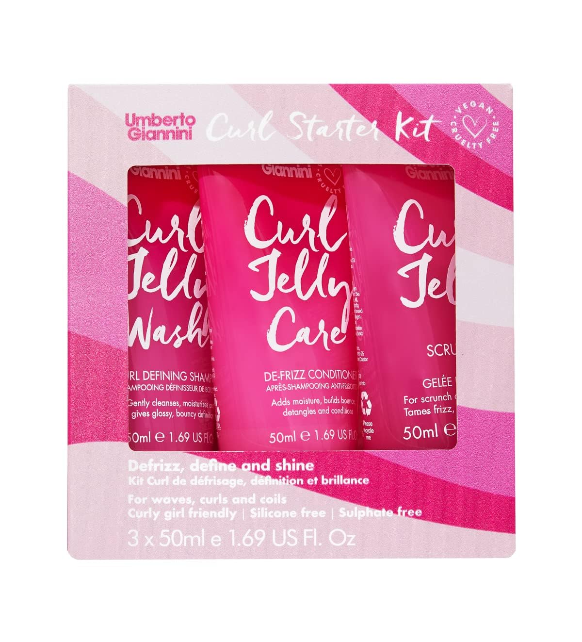 Umberto Giannini front packaging showing travel kit benefits