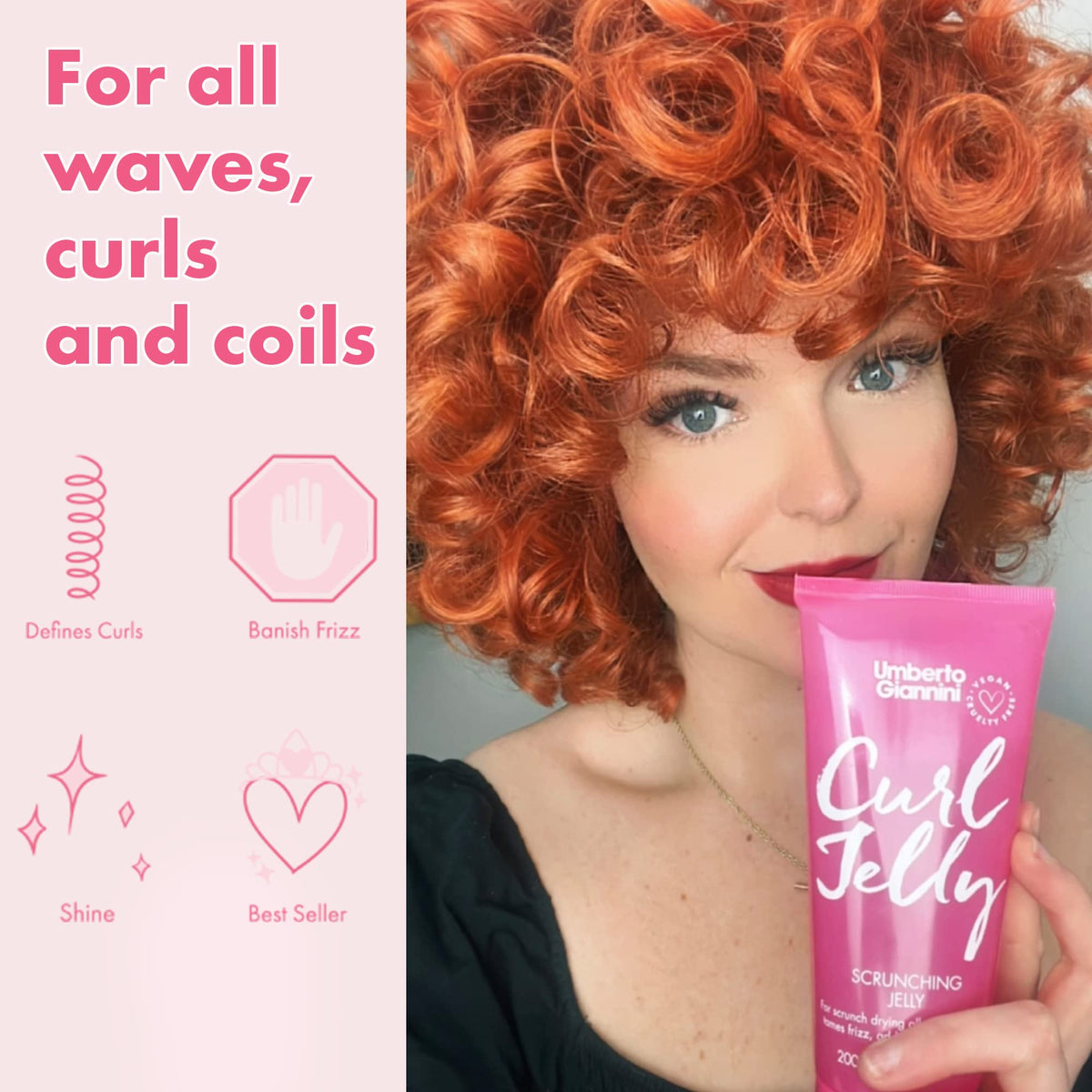 Umberto Giannini lineup of shampoo conditioner and curl jelly travel sizes