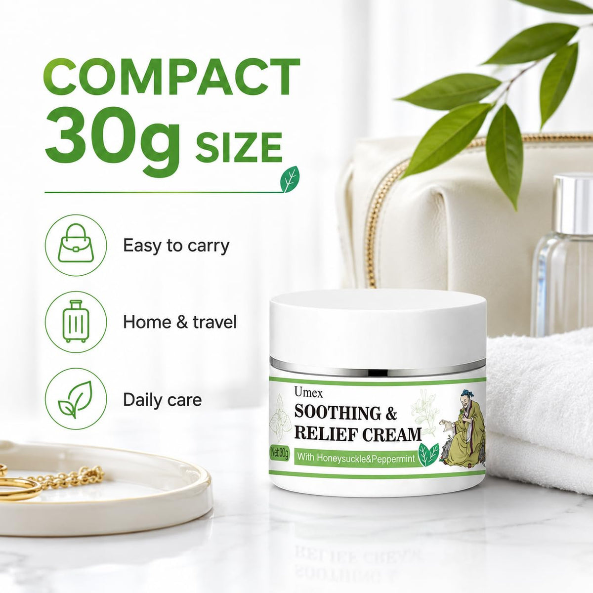 Umex travel size in hand for convenient on-the-go hydration