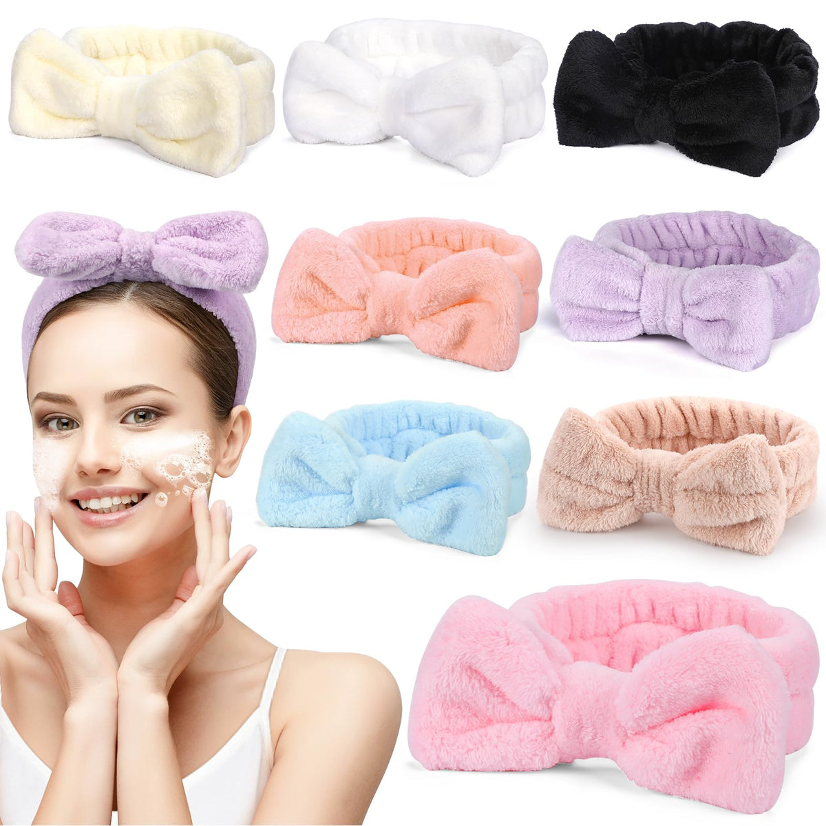 UMIKU front-packaging view showing eight bow headbands and organized colors for quick selection