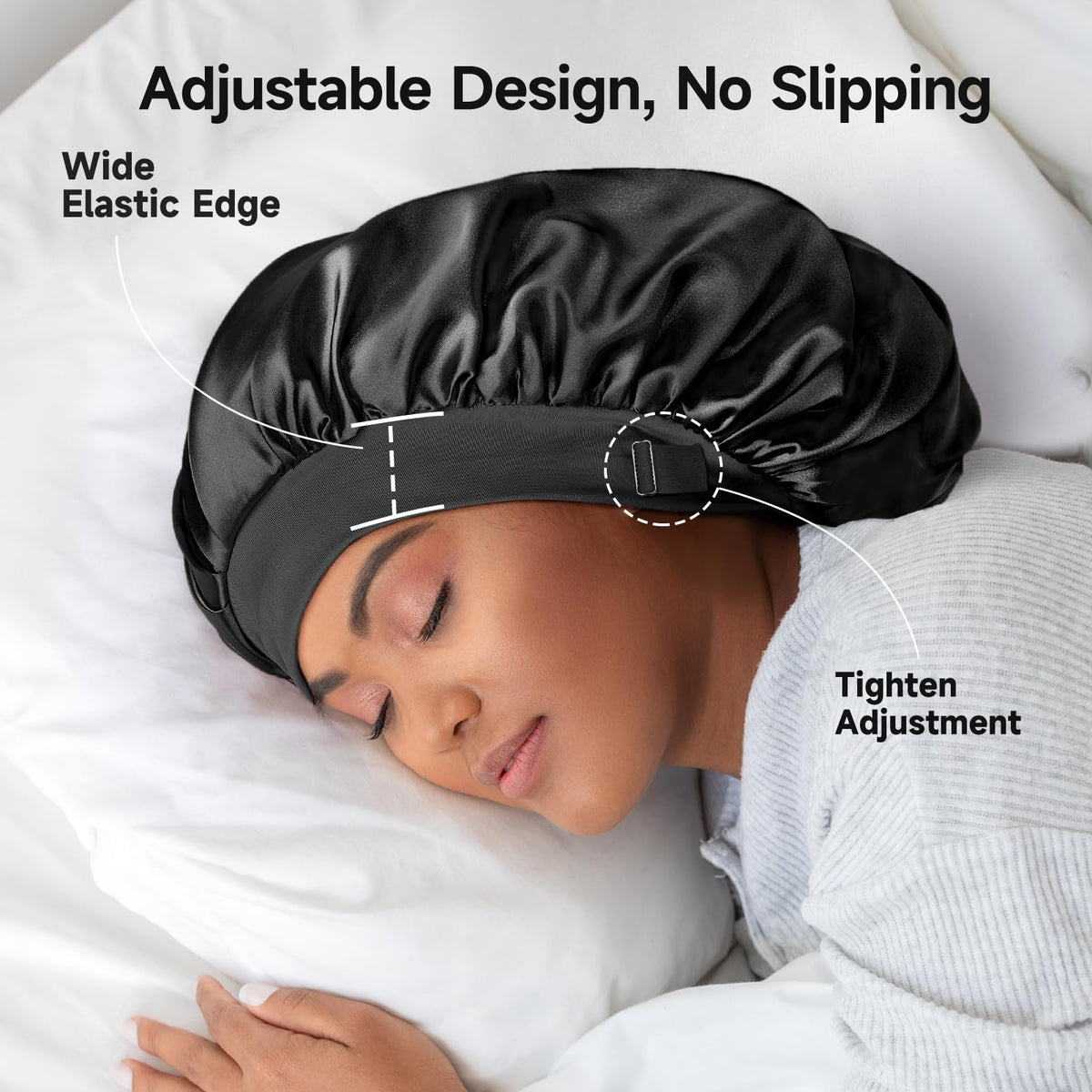 Umisleep detailed view of adjustable buckle and soft elastic for secure fit