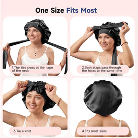 Umisleep worn by model with curly hair showing frizz reduction benefits