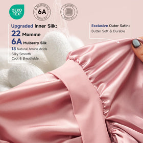 Umisleep silk weave close-up highlighting smooth 22 momme texture, reduces friction