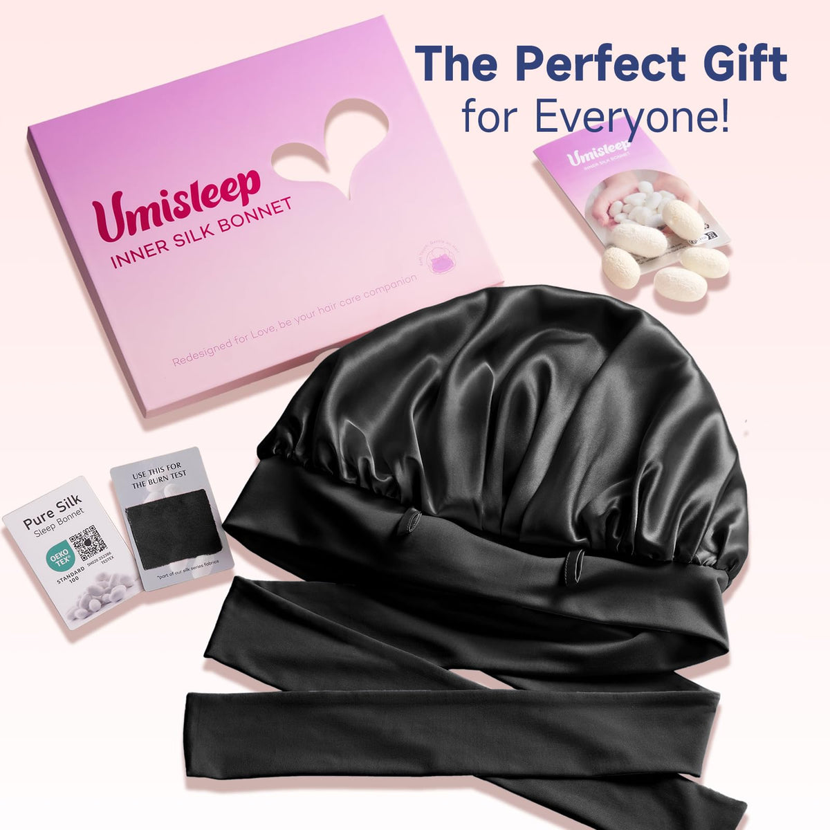 Umisleep folded cap next to pillow showing breathable overnight comfort