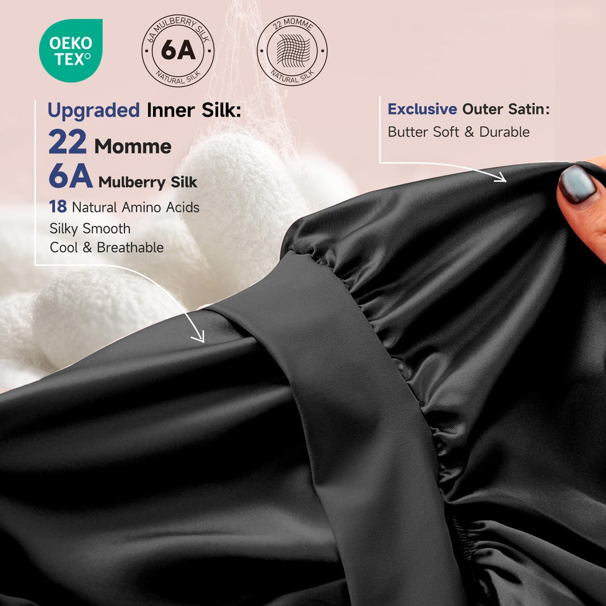 Umisleep inner silk close-up highlighting smooth texture for less friction