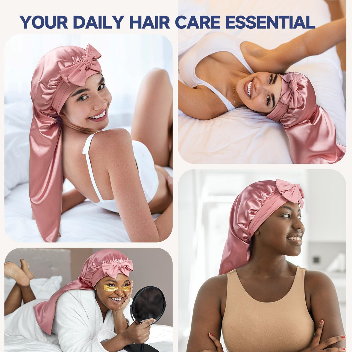 Umisleep bonnet used during skincare routine to keep hair protected and out of face