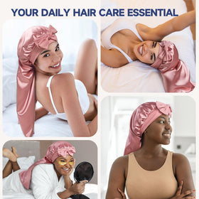 Umisleep bonnet used during skincare routine to keep hair protected and out of face
