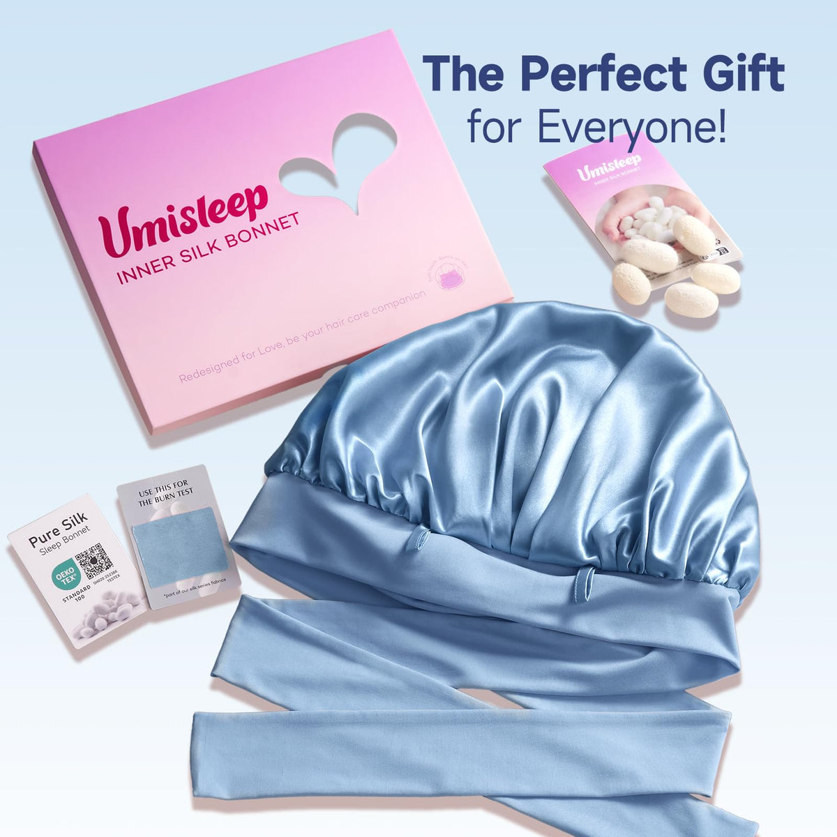 Umisleep bonnet in elegant gift box, ready for gifting to hair-care minded recipients