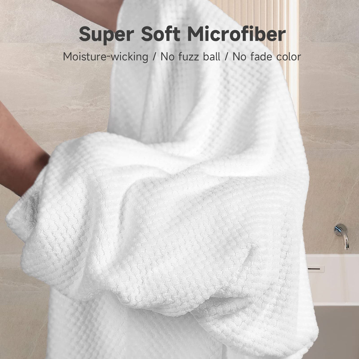 Umisleep towel next to ruler showing 40x30 inch oversized coverage