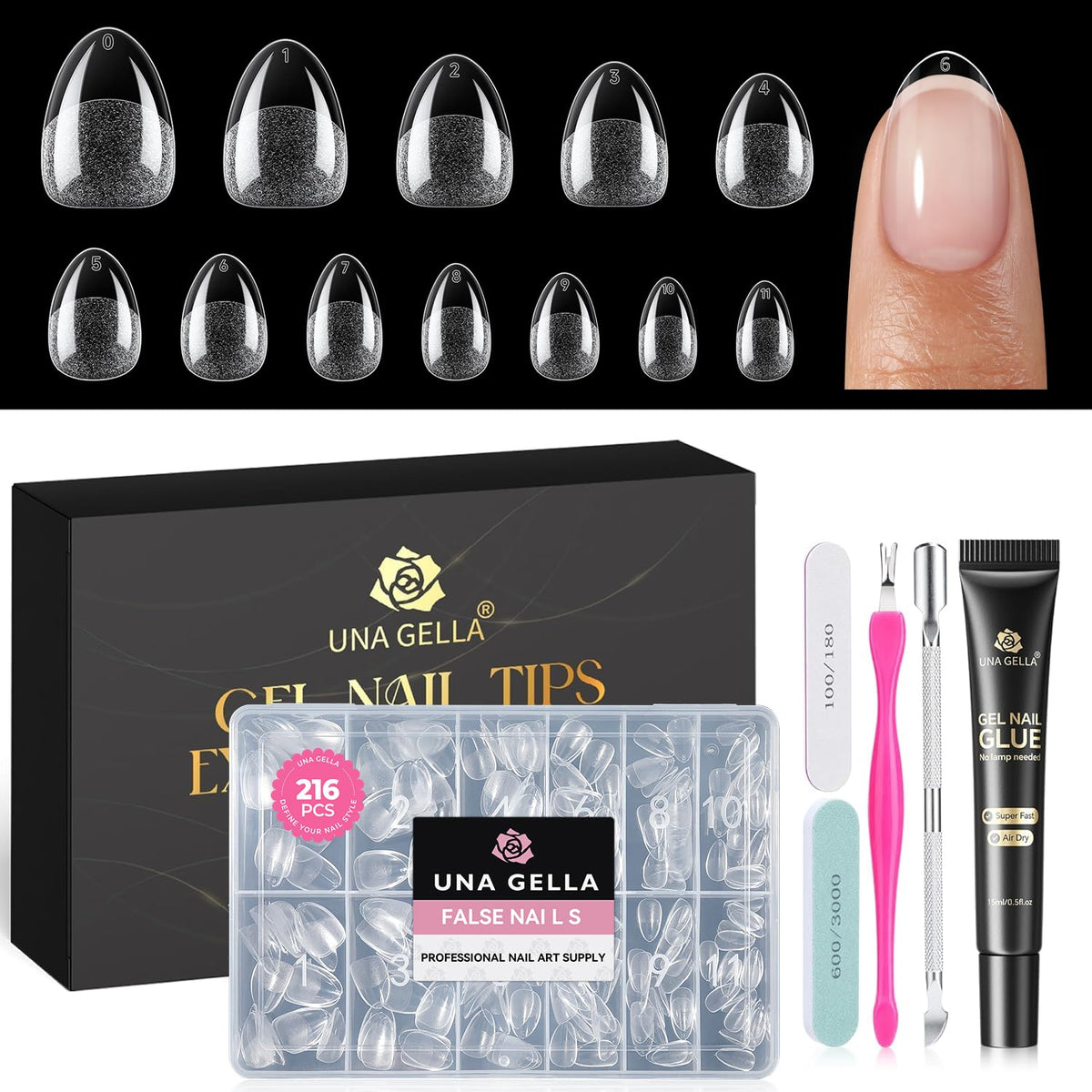 UNA GELLA front packaging showing kit contents and quick setup benefit