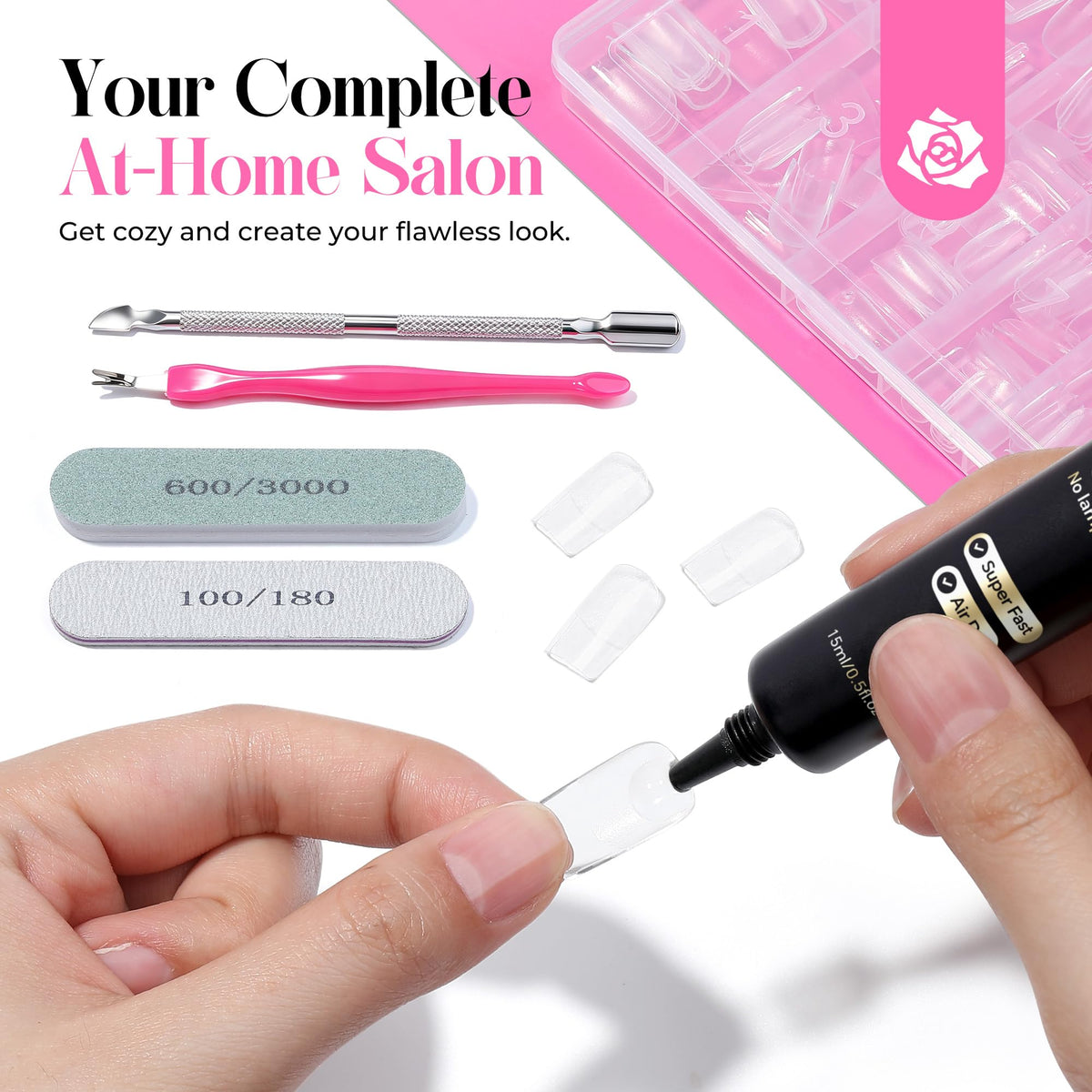 UNA GELLA soft gel tip bending to show flexibility and break-resistant benefit
