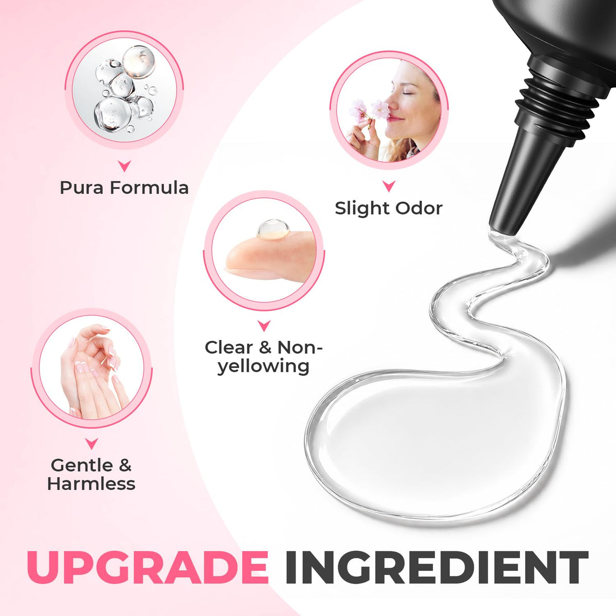 UNA GELLA tube nozzle detail demonstrating controlled precise dispensing