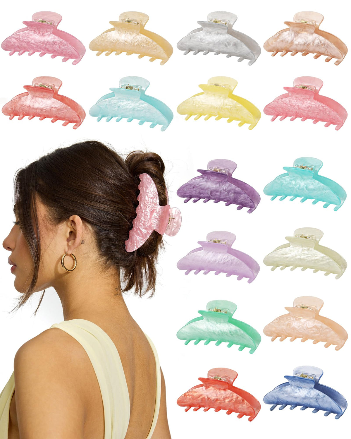 Unbednigt front view of 16-clips pack showing variety and immediate styling options