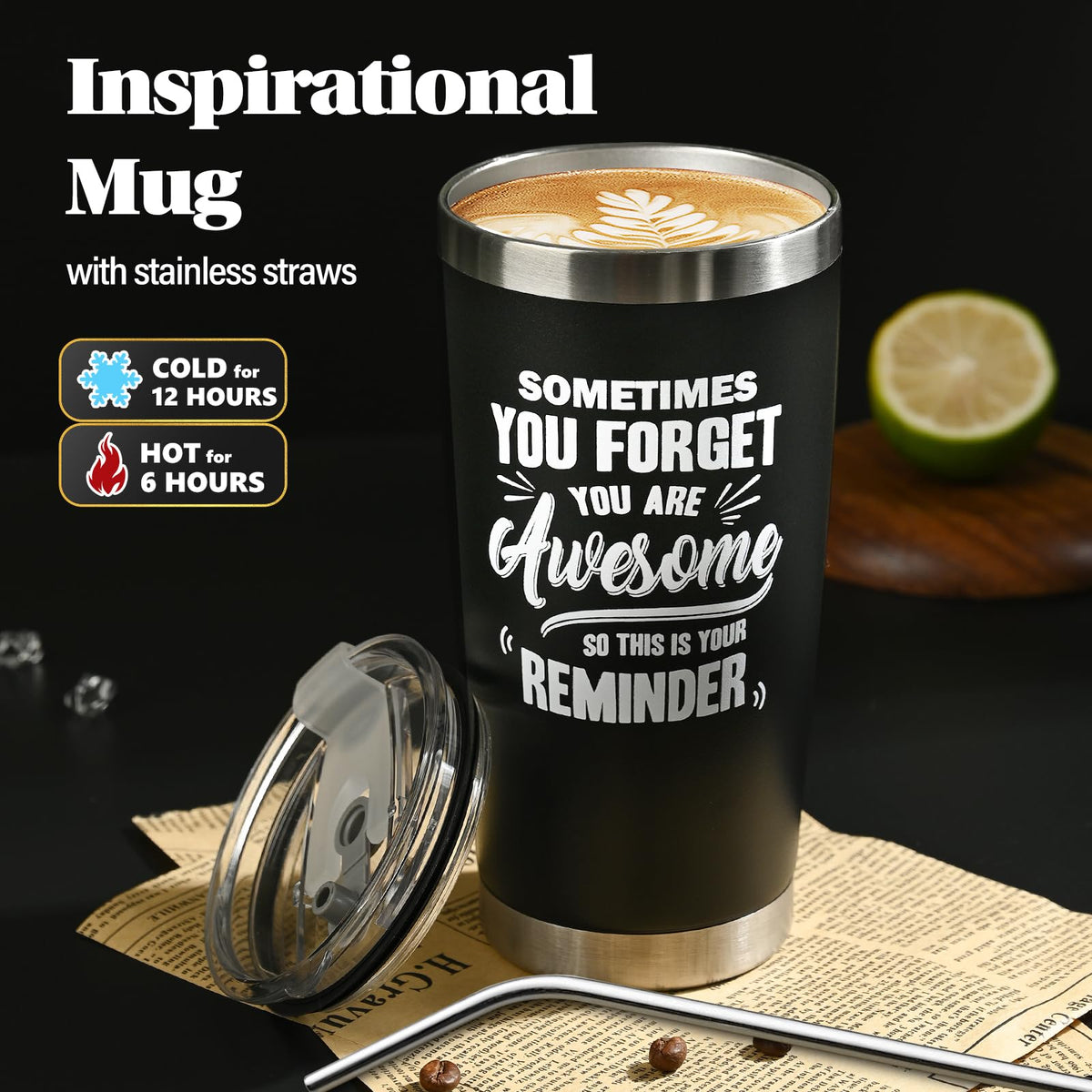 UNBOXMENT 20oz insulated mug in hand keeping drinks warm for recovery