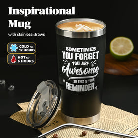 UNBOXMENT 20oz insulated mug in hand keeping drinks warm for recovery