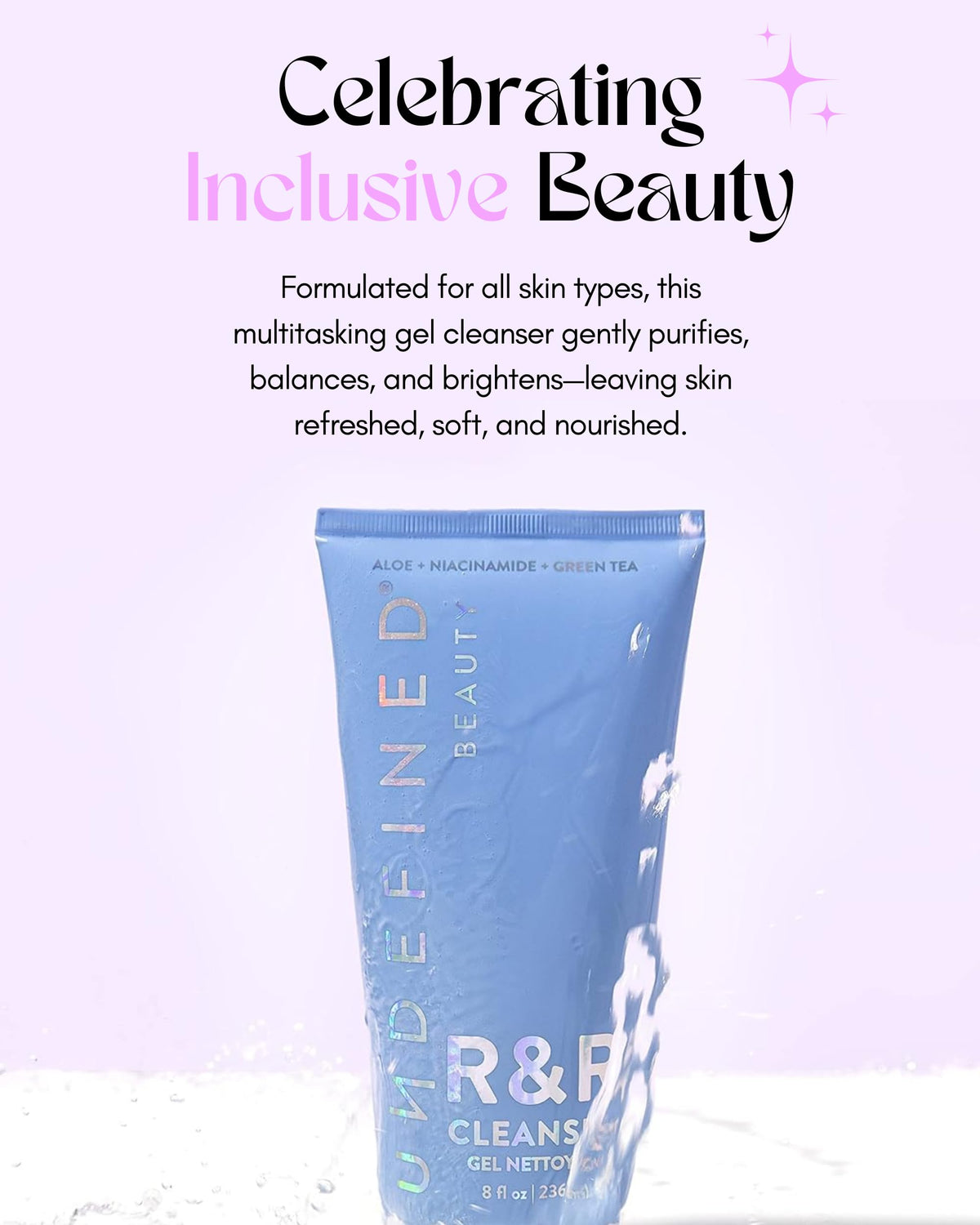 Undefined R&R Cleanser on bathroom shelf demonstrating daily routine fit
