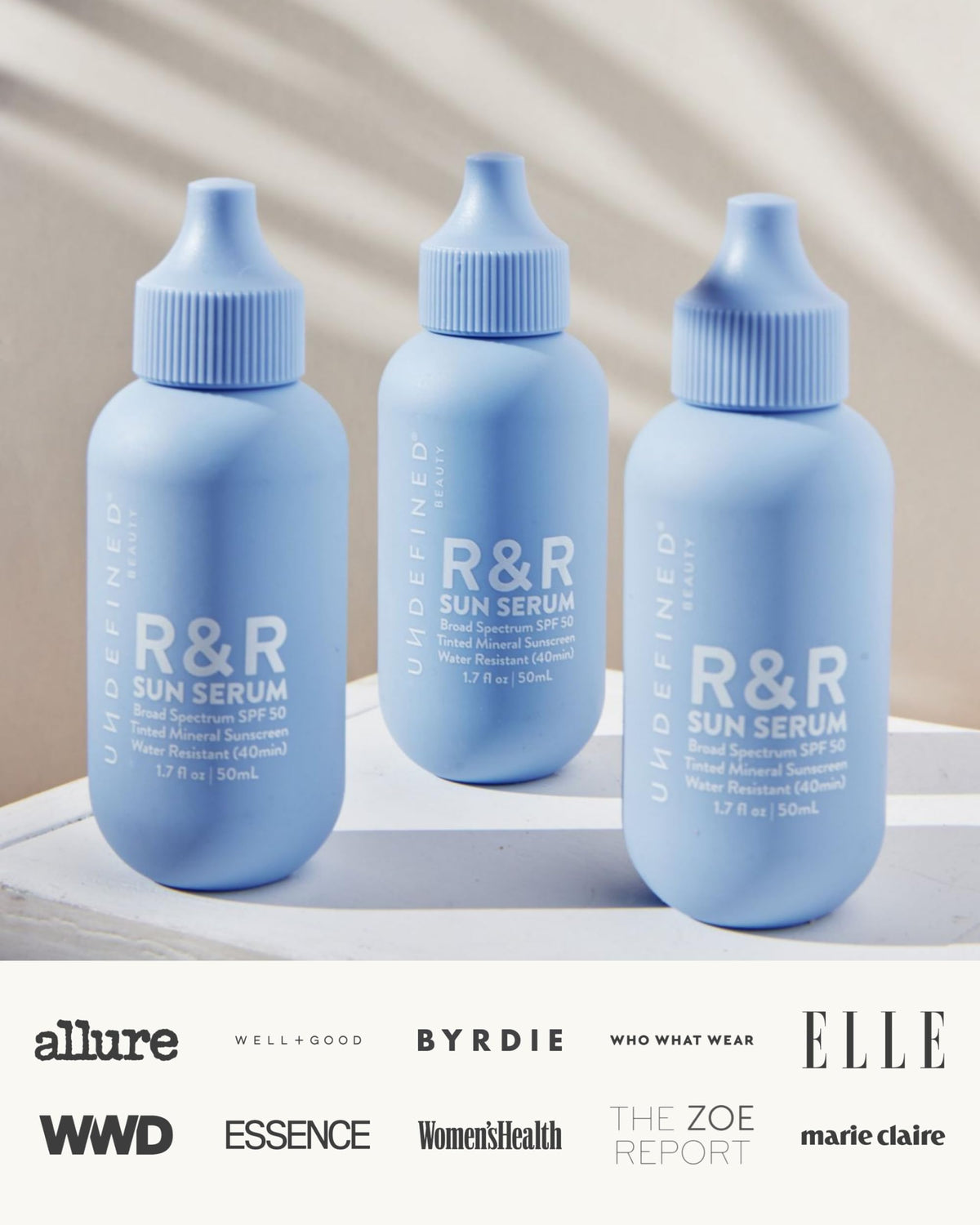 Undefined R&R Sun Serum placed on bathroom counter for daily routine