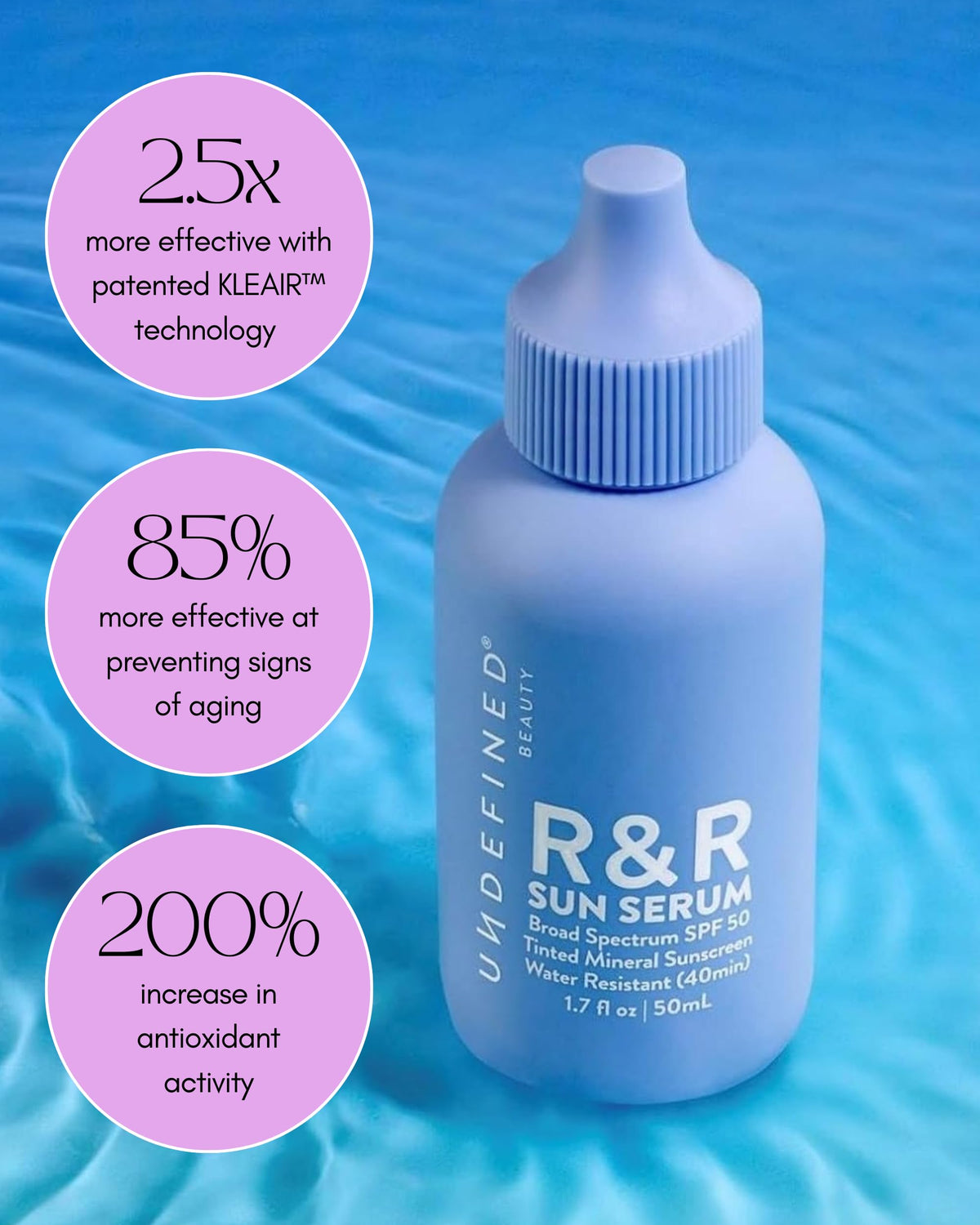Undefined R&R Sun Serum light tint swatched on arm for coverage