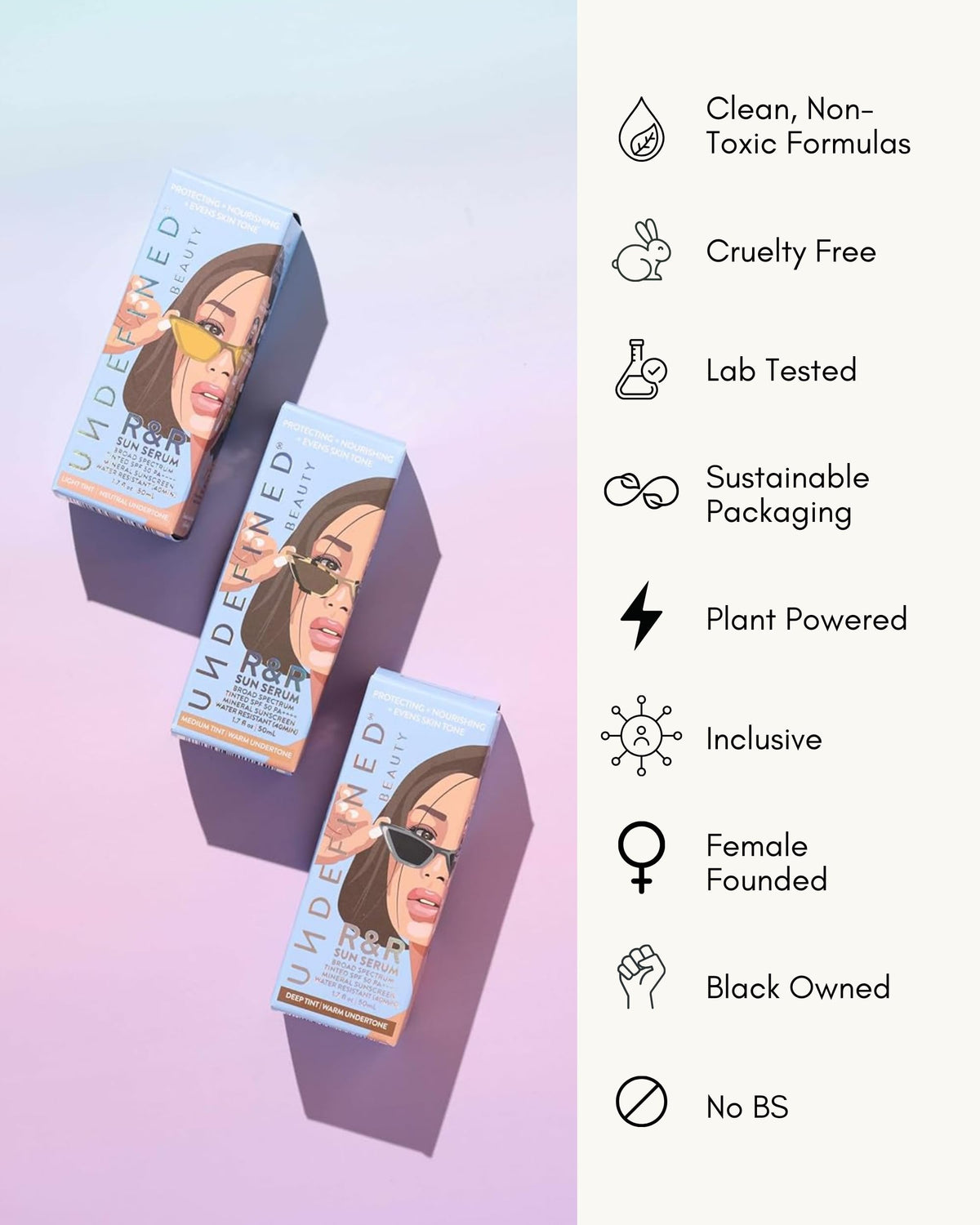 Undefined R&R Sun Serum splashed with water to show 40-minute resistance