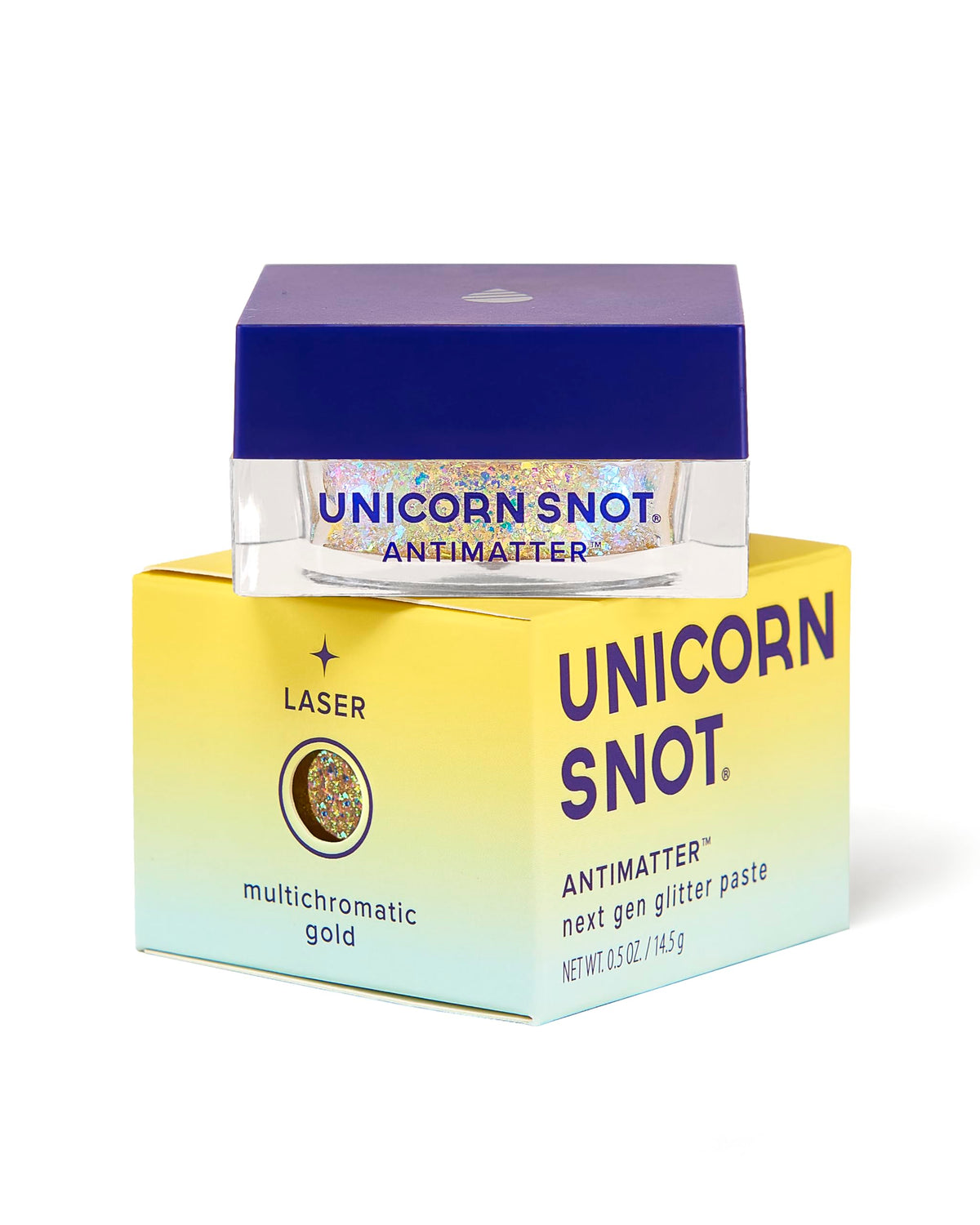 UNICORN SNOT front packaging showing Laser paste and label, highlighting eco-friendly formula