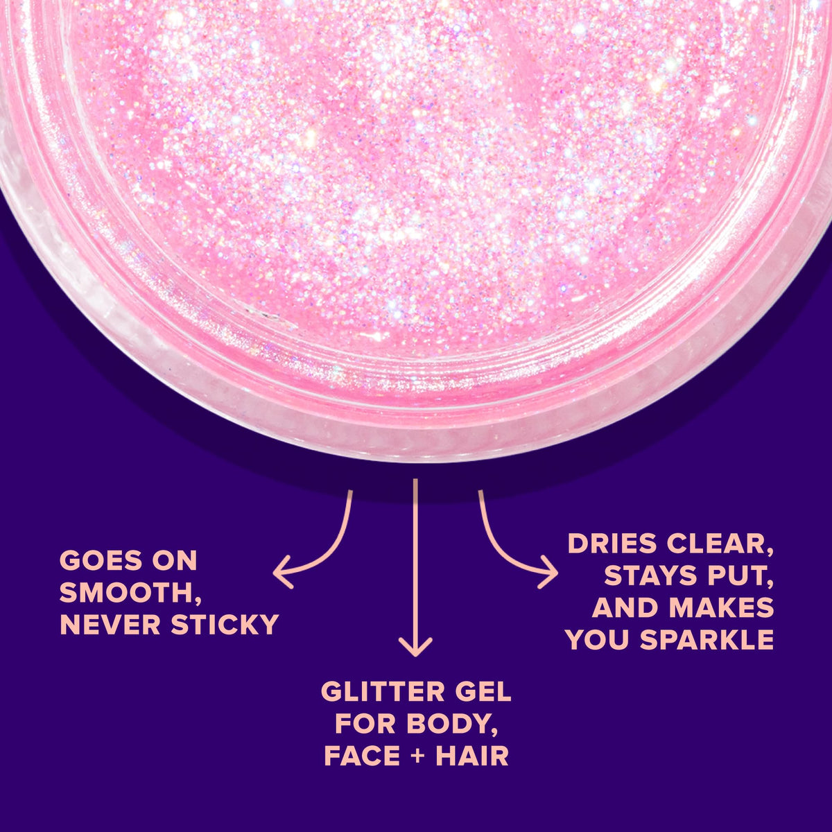 UNICORN SNOT glitter applied on cheekbone delivering visible festival-ready highlight