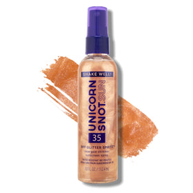 Unicorn Snot front packaging showing rose gold shimmer and SPF 35 benefit