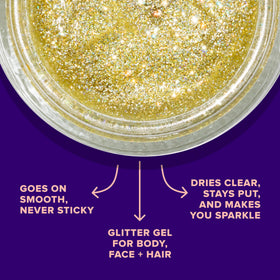 UNICORN SNOT fingertip applying gold glitter gel for easy precise use