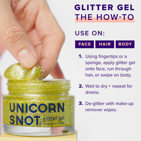 UNICORN SNOT jar next to a coin showing 1.7 oz size and portability benefit