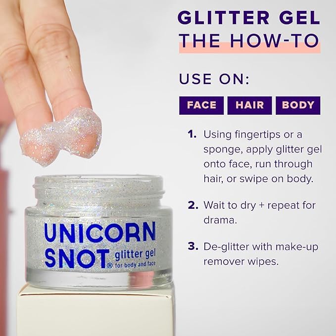 UNICORN SNOT used as hair highlight on styled braid for instant festival-ready sparkle