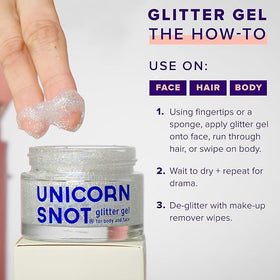 UNICORN SNOT used as hair highlight on styled braid for instant festival-ready sparkle