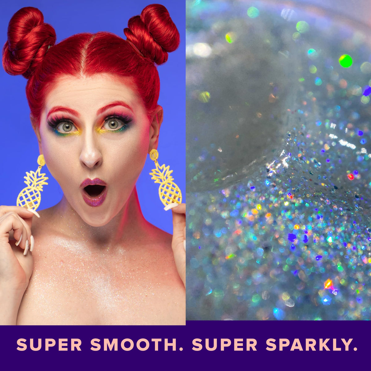 UNICORN SNOT used in hair adding reflective festival shimmer benefit