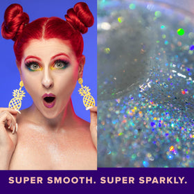 UNICORN SNOT used in hair adding reflective festival shimmer benefit