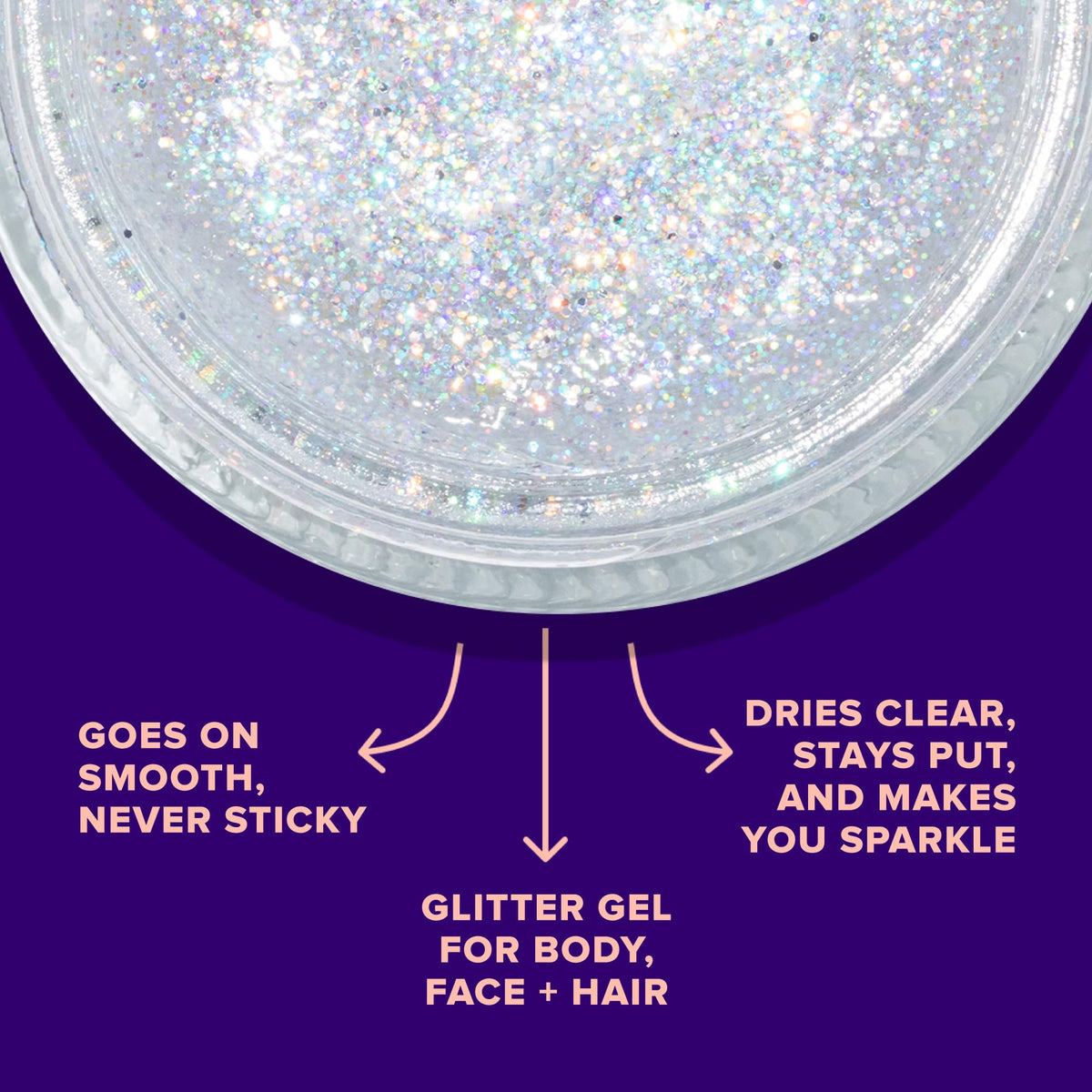 UNICORN SNOT gel applied on cheek highlighting quick, blendable sparkle