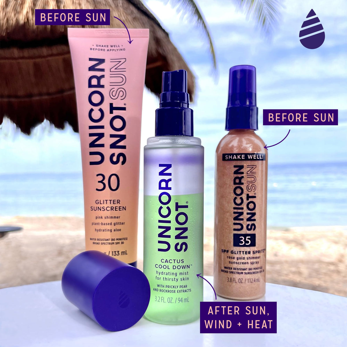 UNICORN SNOT prickly pear visual emphasizing antioxidant hydration