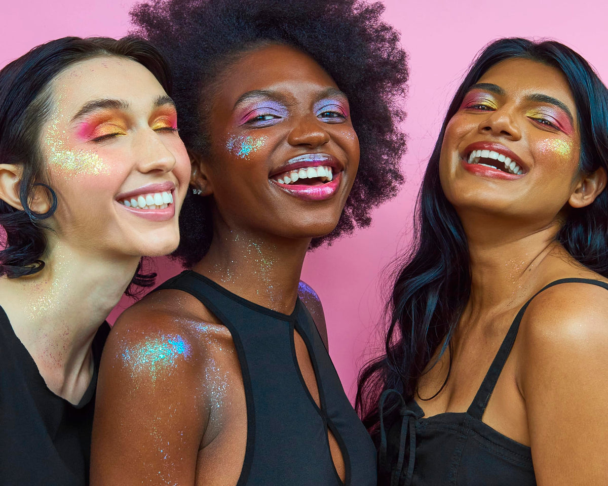 Unicorn Snot worn at festival demonstrating sweat-proof, high-impact sparkle