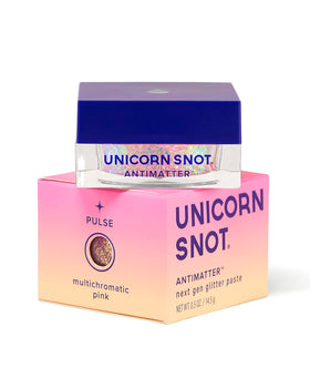 Unicorn Snot jar front showing Pulse label and compact design benefit