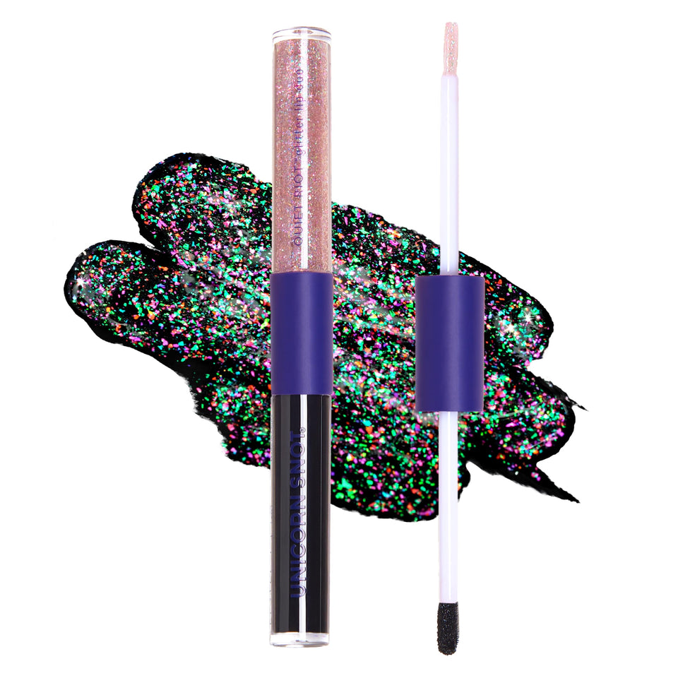 UNICORN SNOT front packaging showing the black matte lipstick and glitter gloss for bold looks