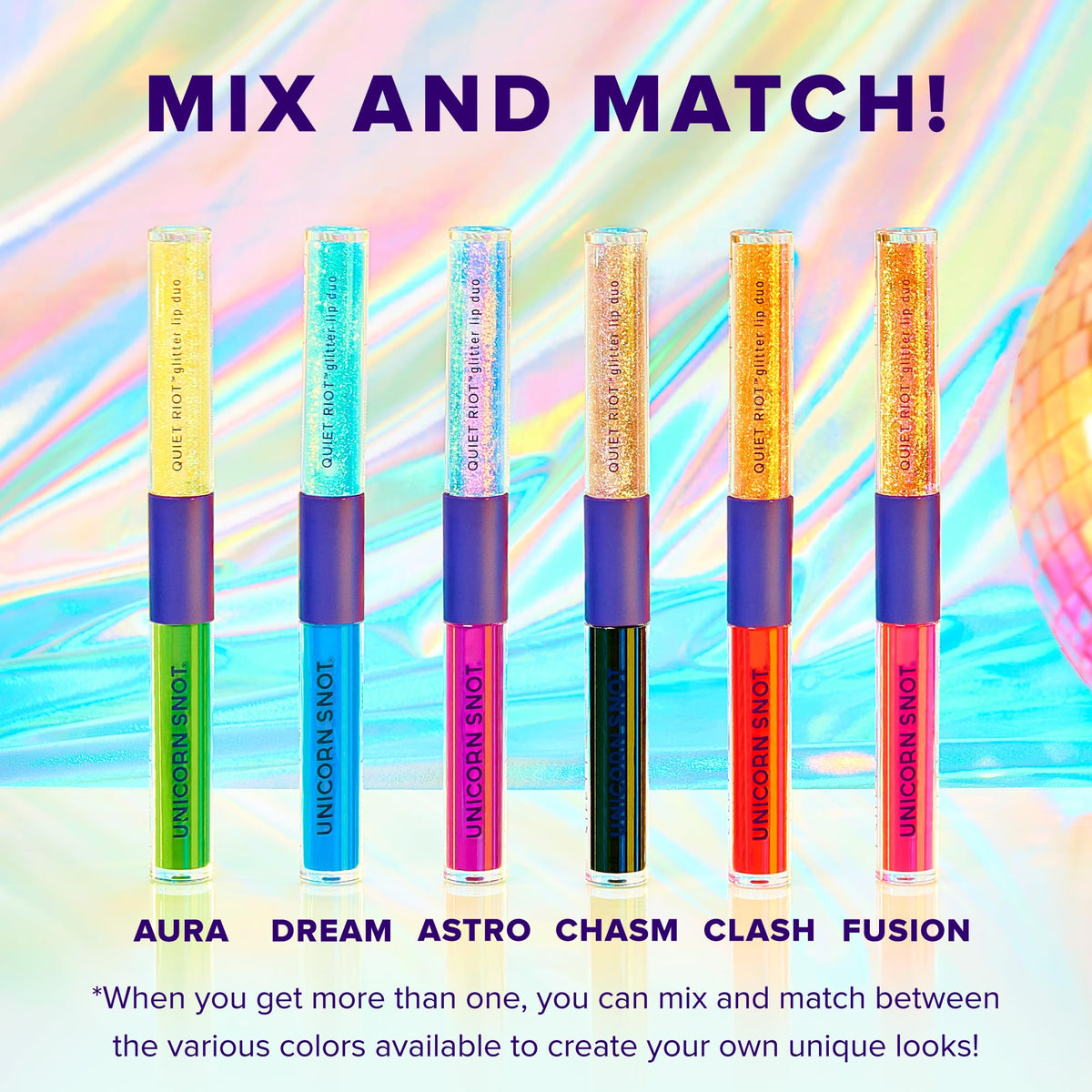 UNICORN SNOT size comparison with hand to show compact 0.15oz and 0.16oz duo