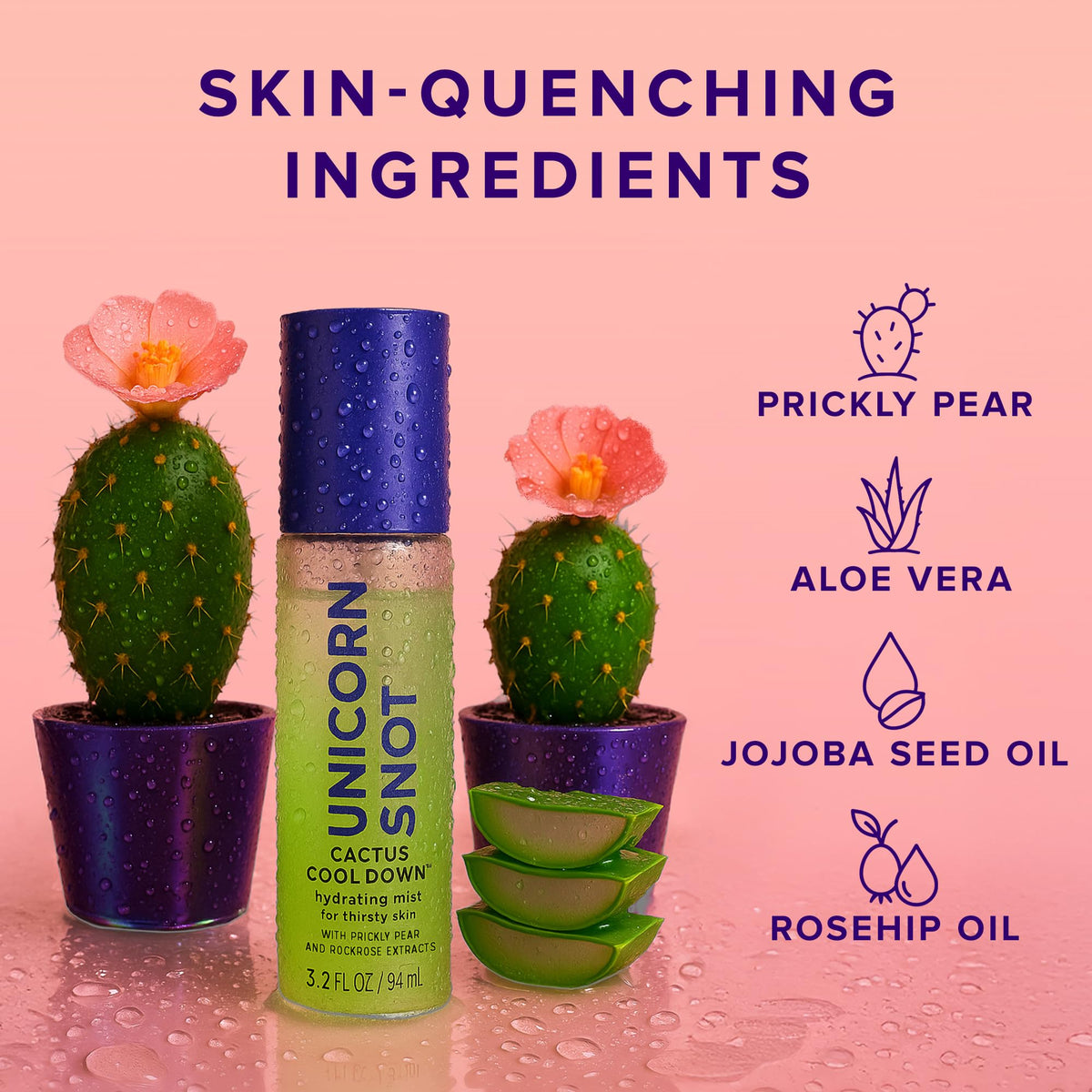 UNICORN SNOT bottle held in hand showing travel-friendly size benefit